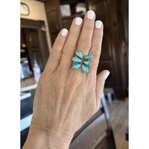 Mojave Turquoise Cluster Bypass Ring Sterling Silver Southwestern Statement Ring